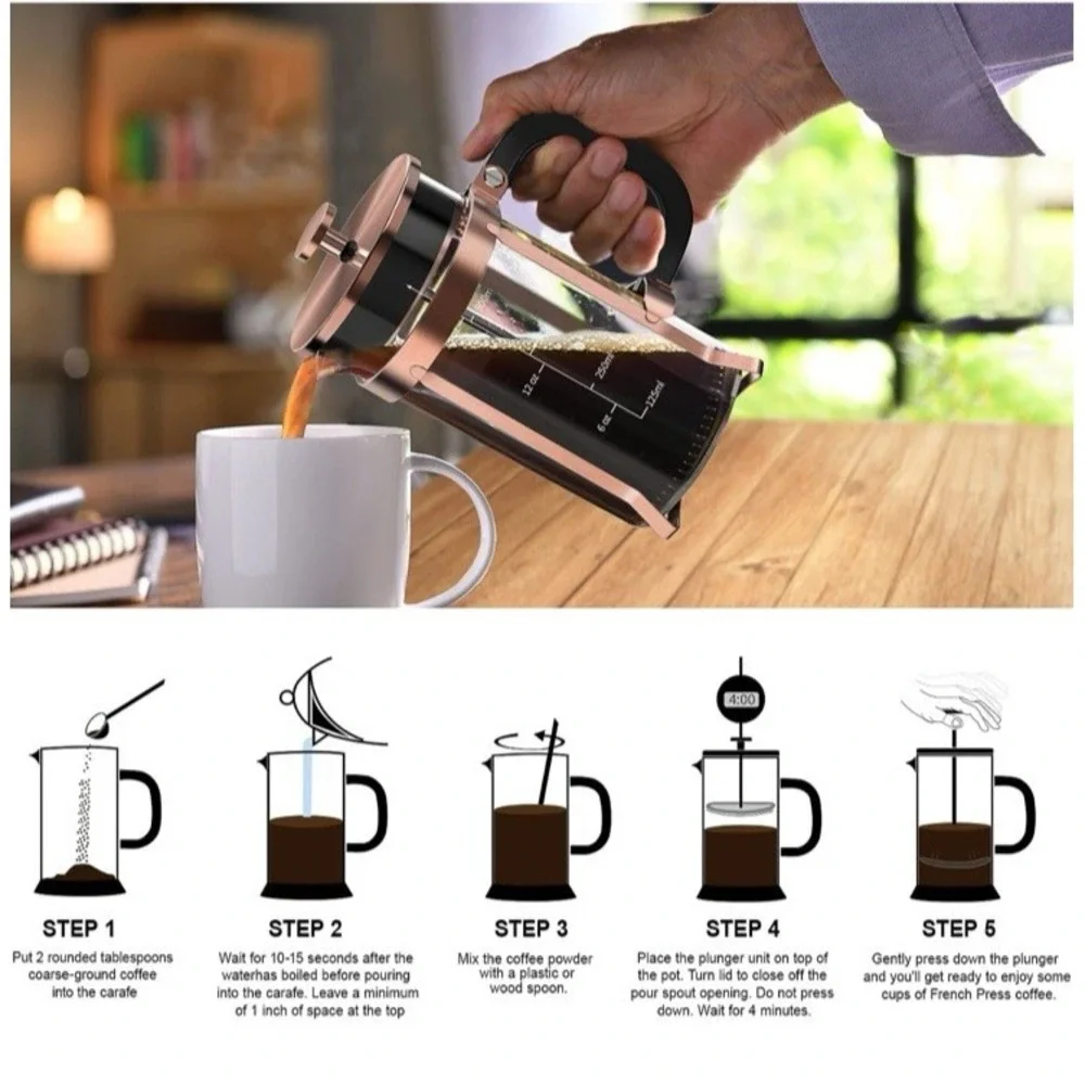 QUQIYSO French Press 21 oz Coffee‎ Maker Black in Color